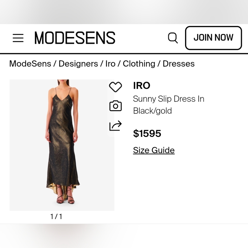 IRO Sunny Silk Slip Dress in Black and Gold